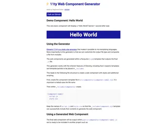 11ty Web Component Generator screenshot